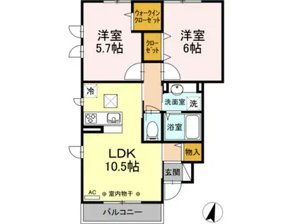 サーフィスポート 滝の川 II(2LDK/1階)の間取り写真