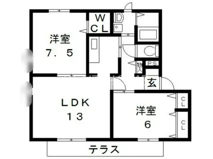 サンモール平山(2LDK/1階)の間取り写真