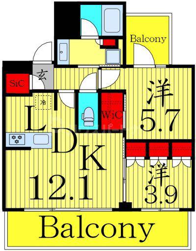 シーズンフラッツ町屋(2LDK/3階)の間取り写真