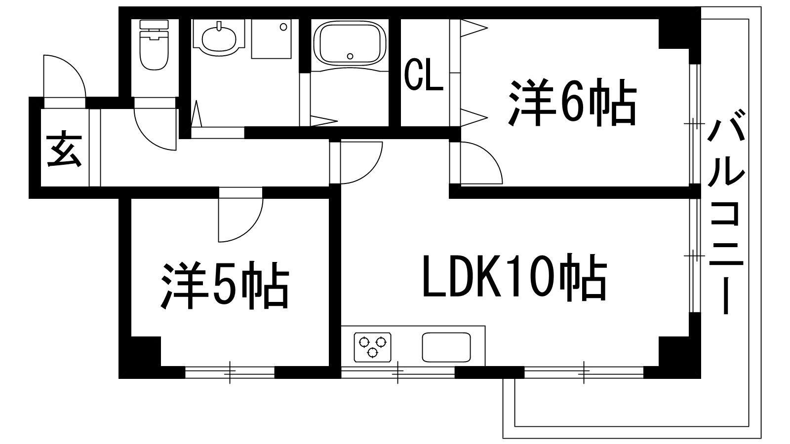 フェイバリー甲東園Ⅱ(2LDK/3階)の間取り写真