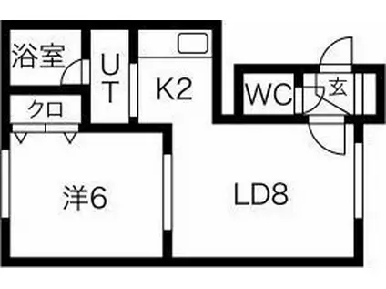 フレグランス(1LDK/3階)の間取り写真