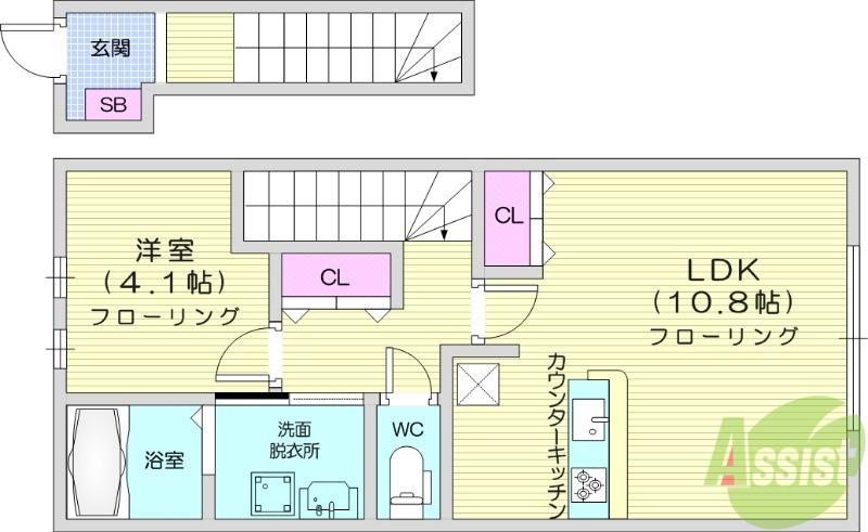 メゾンドプルーン北山(1LDK/2階)の間取り写真