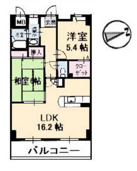 なかすじ壱番館(2LDK/5階)の間取り写真