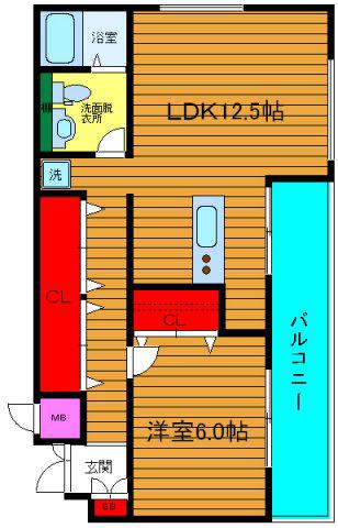 グラスホッパー(1LDK/9階)の間取り写真
