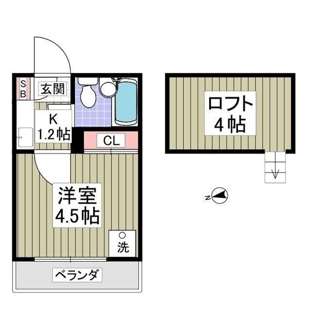 ロゼリア(1K/1階)の間取り写真