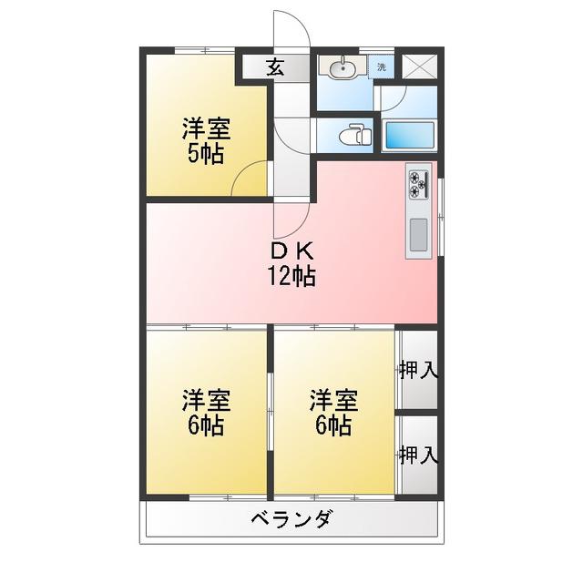 ハムステッドコート(3LDK/6階)の間取り写真