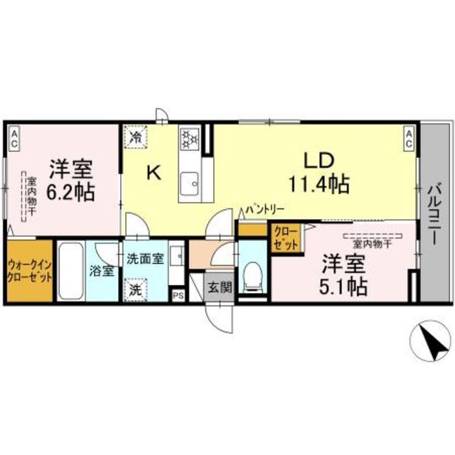 シャルムコート(2LDK/3階)の間取り写真