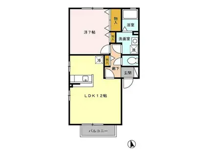 フローラルA(1LDK/2階)の間取り写真