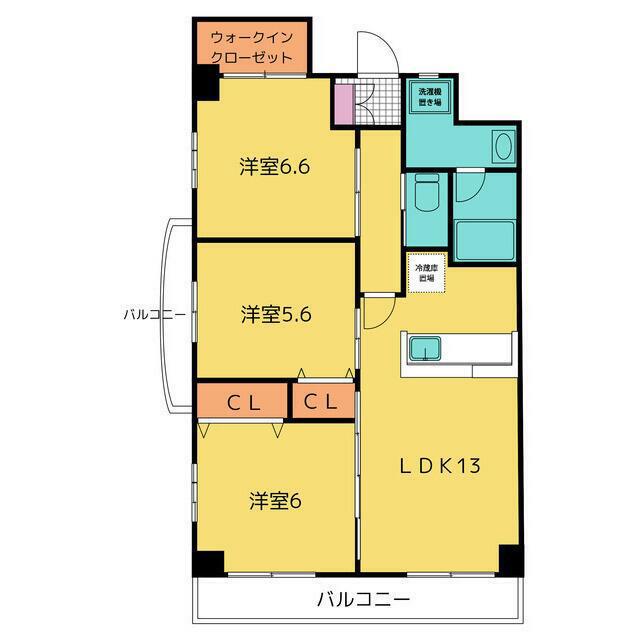 オーリック(3LDK/6階)の間取り写真