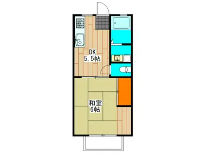 ファミール天王森(1DK/2階)の間取り写真
