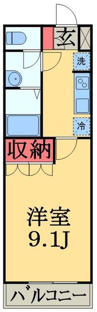 ファーストヒルズ(1K/2階)の間取り写真