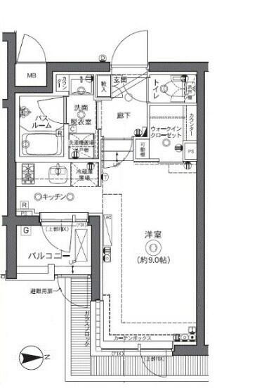 ZOOM中野坂上(ワンルーム/1階)の間取り写真