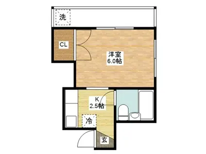 コスモス壱番館(ワンルーム/3階)の間取り写真