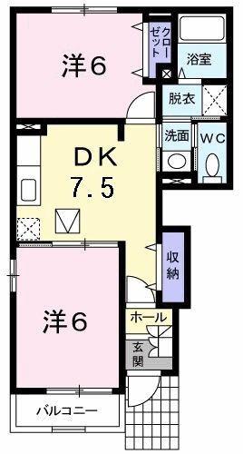 グレースコートIV(2DK/1階)の間取り写真