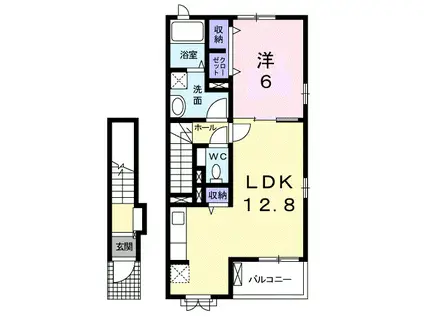 ワイズKM II(1LDK/2階)の間取り写真