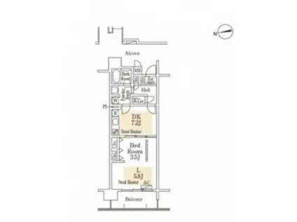 ロイヤルパークスなんば(1DK/9階)の間取り写真