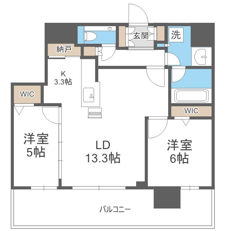 ONE札幌ステーションタワー(2LDK/31階)の間取り写真