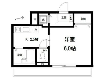 フラット高田(1K/1階)の間取り写真