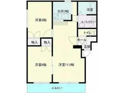 コンフォートYAMA(2LDK/3階)の間取り写真