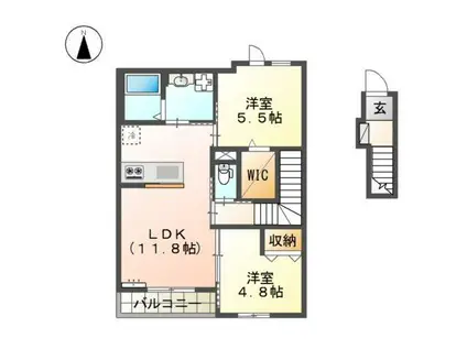 スプランドゥール(2LDK/2階)の間取り写真