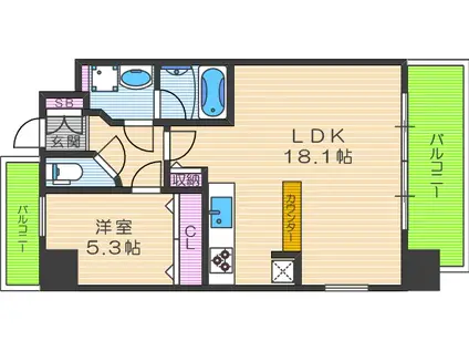 ラグレース福島(1LDK/10階)の間取り写真