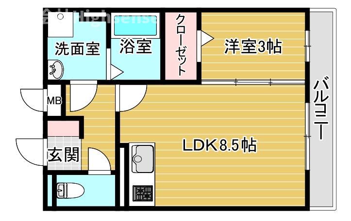 はなみずき(1LDK/3階)の間取り写真
