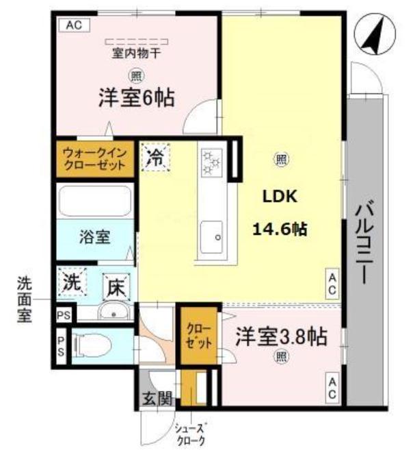 グランヴェールVII(2LDK/3階)の間取り写真