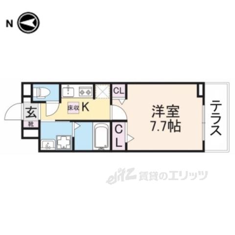 アンジュ ド ボヌール 香里園(1K/1階)の間取り写真