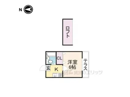 ショウロ御殿山(1K/1階)の間取り写真