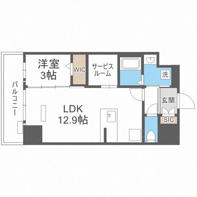 プレサンスNEO九条ディアシス(1SLDK/4階)の間取り写真