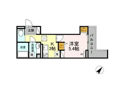 ピュアハイム大倉山(1K/1階)の間取り写真