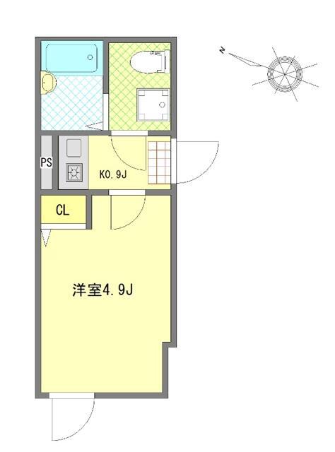 WELLBEING青砥I(1K/1階)の間取り写真
