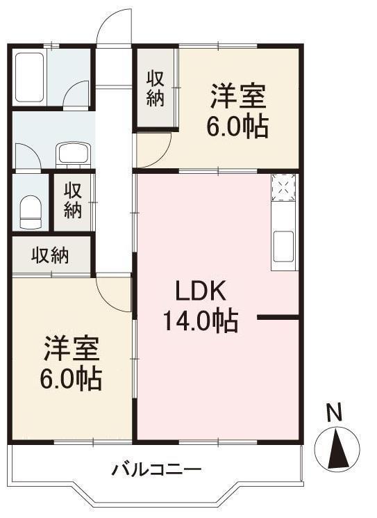 高松南ハイツ(2LDK/2階)の間取り写真