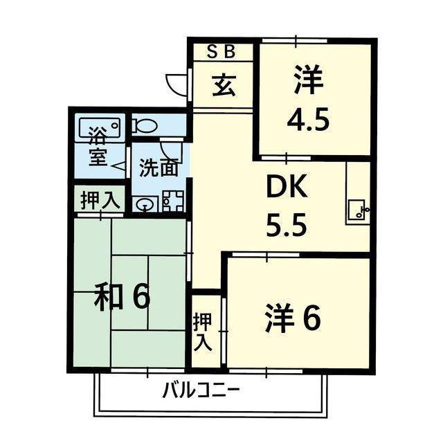コーポゆう(3DK/2階)の間取り写真