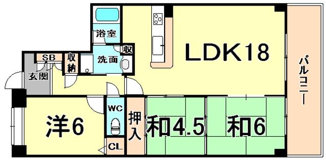サンテ東甲子園(3LDK/2階)の間取り写真