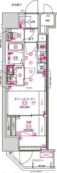 CREST TAPP名古屋山王(1DK/7階)の間取り写真
