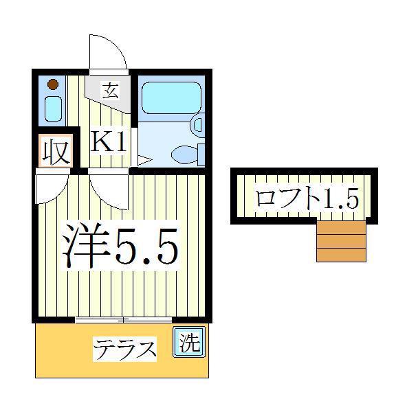 メゾンテイル(1K/1階)の間取り写真