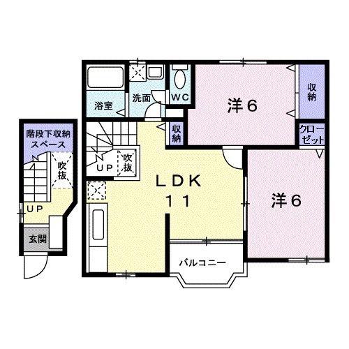 セレンデペティII(2LDK/2階)の間取り写真