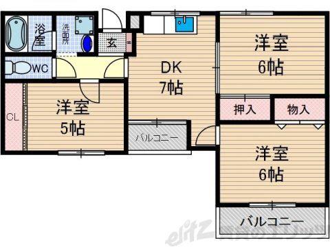 シャングリラ鮎川(2LDK/1階)の間取り写真