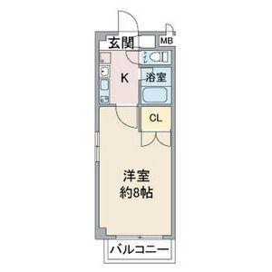 レージュ城西(1K/4階)の間取り写真