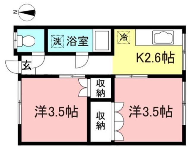 コーポ千代荘(2K/2階)の間取り写真