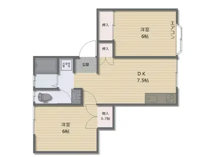 コーポ八エ門(2DK/1階)の間取り写真