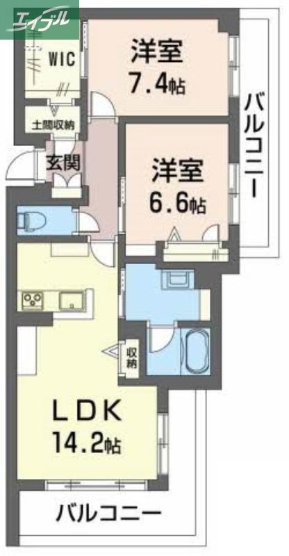 クロムノワール(2LDK/3階)の間取り写真