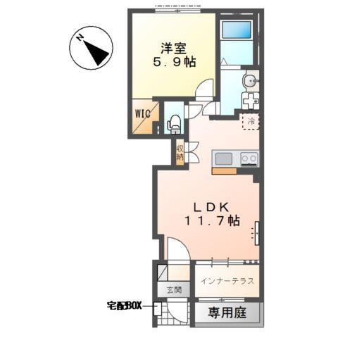 MAISON CHOU CHOU(1LDK/1階)の間取り写真