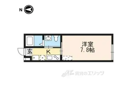 エムズ京都駅ウエスト(1K/1階)の間取り写真