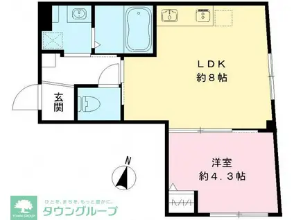 RAMII板橋大和町(1LDK/2階)の間取り写真