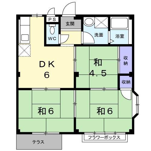 ハイツ東山(3DK/1階)の間取り写真
