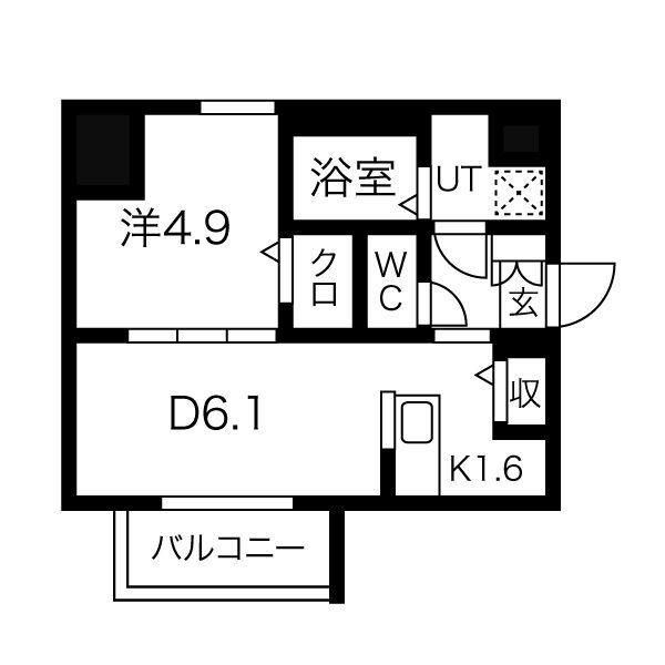 メイクス上前津IV(1DK/11階)の間取り写真