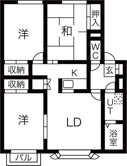 パークタウン西町B(3LDK/1階)の間取り写真