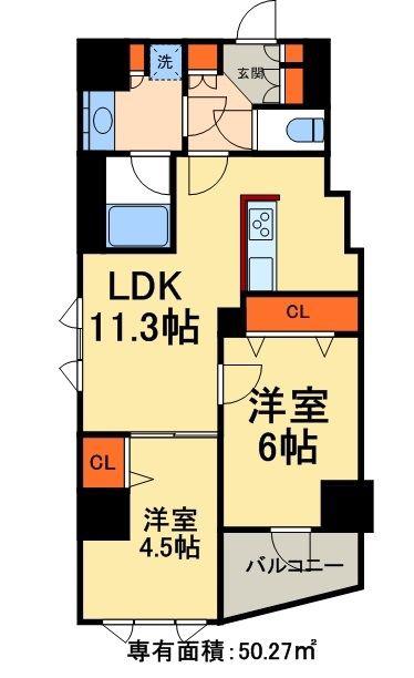 グランカーサ三ノ輪(2LDK/12階)の間取り写真